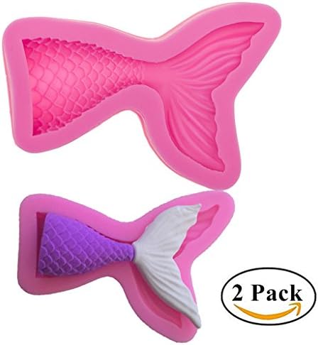 2pcs(Large+Small) Mermaid Tail Silicone Mold Jelly Sugar Chocolate Fondant Pastry Molds Cake Cupcake Decorating