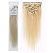Emosa Luxury Clip in Human Hair Extensions Platinum Blonde 15inch-22inch