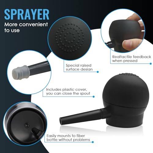 Hair Densifying Powder, Hair Powder, Hair Fibre with Spray Applicator, Thickening Spray Powder, Naturally Thicker, For Women and Men, Black