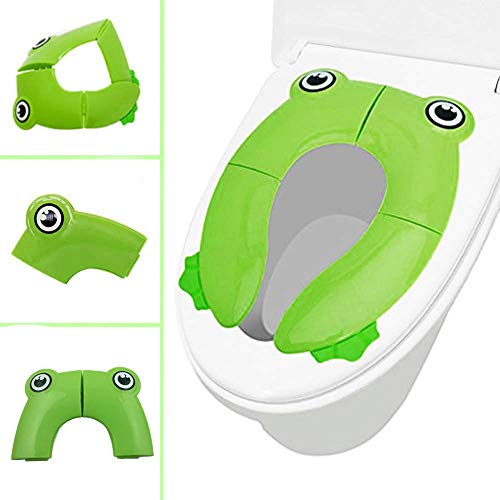 Highpot Portable Folding Non Slip Pads Reusable Toilet Potty Training Seat Covers Liners for Babies,Toddlers and Kids (Green)