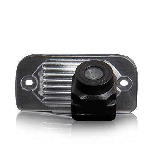 Navinio Waterproof Backup Camera Color Car Rear View Camera 170 Degree Viewing Angle License Plate with Night Vision for Mercedes C E CLS Class W203 W211 W219 W209 (No. 4 Size 3062mm Up Round Edge)