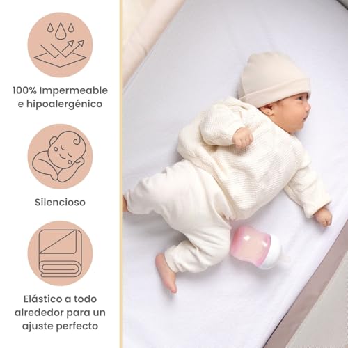 Nap Baby Protector de Cuna Cubre Colchón Impermeable para Colchón Cuna de 70x130 cm o bebé, 100% Absorbente, Cubierta Protectora Infantil, hipoalergénico