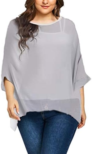 Fendxxxl Women's Batwing Tops Casual Chiffon Blouse Colorblock Shirt Loose Tunics