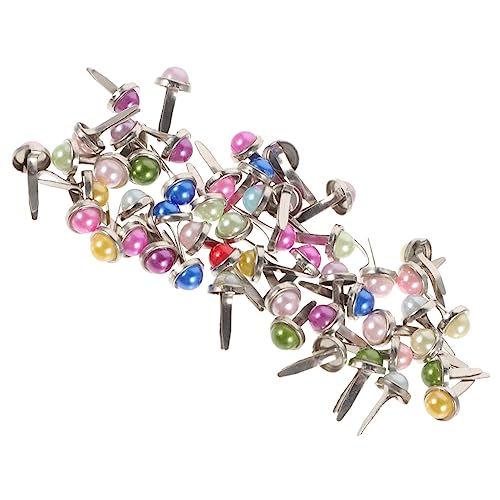 Gadpiparty 50Pcs Mini Brads Assorted Colors Metal Pearl Fasteners for Scrapbooking Crafts and DIY Projects Easy to Use Decorative Paper Fasteners