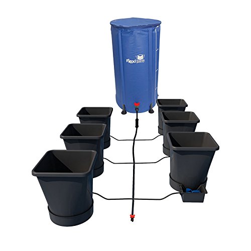 AutoPot6 Pot XL System with 6.6 Gallon Pots and 25 Gallon FlexiTank - Self-Watering, Gravity-Fed Hydroponic System - Indoor, Blacl