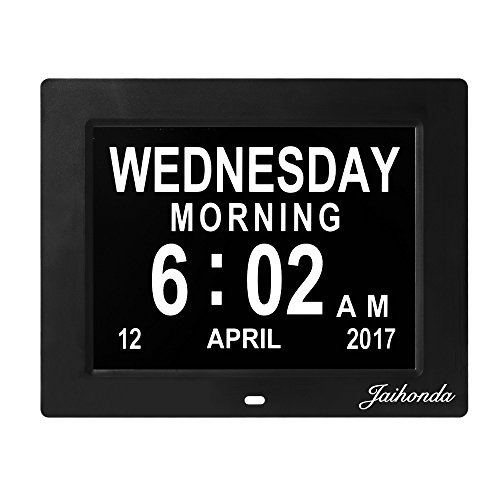 Digital calendar day clock 8 alarm auto dimming extra large display day 