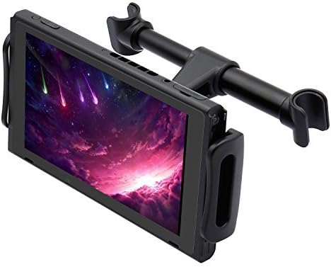 Marrrch Car Headrest Mount Phone & Tablet Holder, Rotatable & Adjustable, Car Seat Back Stand Bracket for CellPhone & iPad (Black)