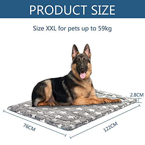 KROSER 24"/30"/36"/42"/48"/54" Dog Bed Reversible Mat (Warm & Cool) Stylish Pet Mat Pad High Density Foam Machine Washable Pet Bed for Dogs 25lbs-130lbs