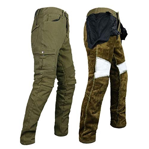 image for VNFOX Winter Motorcycle Jeans, Mens & Womens Velvet Warm Motocross Rac