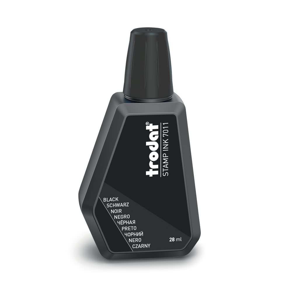 Trodat 7011 Black Stamp Pad Ink - 28ml - Ideal For Re-Inking Your Traditional Hand Stamp Pad