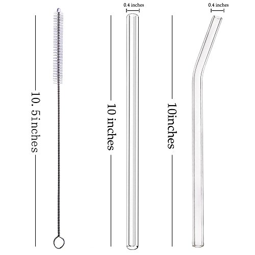ALINK Glass Smoothie Straws, 10