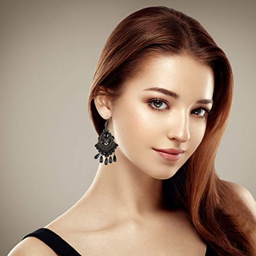 Aniwon Vintage Necklace Earrings Hair Accessories Set for Women Girls Halloween Decorations Prom Party Accessory Black