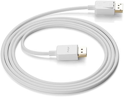 Infinnet DisplayPort 4K@60Hz Ready Cable 2 meters (6.6 Feet), Slim &amp; Flexible, DisplayPort 1.2 Male to Male Cord With Latches M/M, Gold Plated Connectors - 2 Meters White