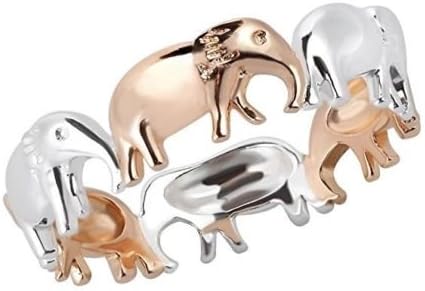 preeyanan Women Silver Animal Ring Two Tone 18K Rose Gold Cute Lucky Elephant (9)