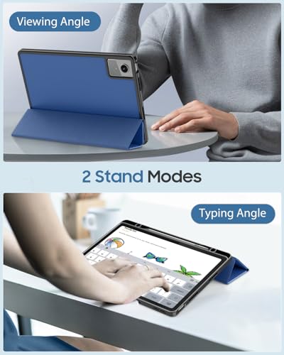 MoKo Lenovo Idea Tab 11 (2025) Case with Pen Holder, Ultra-Slim Case with Trifold Stand PU Leather and Auto Wake / Sleep / Wake Up / Sleep - Navy Blue