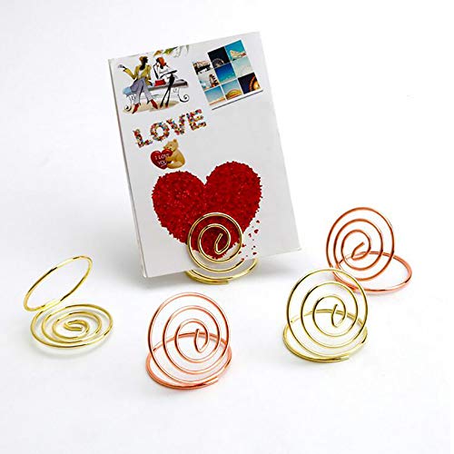 [20 Pack] Table Card Holders, AKWOX 1.38 inch Ring Shape Wire Place Card Holders Table Number Holders Table Pictures Stand for Place Cards Wedding Office Name Memo Menu Clips (Gold) - Thumbnail 4