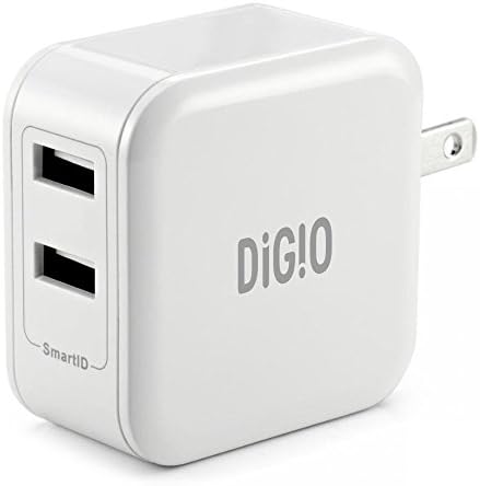 Dual USB Travel Wall Charger with SmartID Technology, Foldable Plug for iPhone, iPad, Samsung Galaxy, HTC Nexus Moto Blackberry, Bluetooth Speaker Headset, Power Bank and More, White