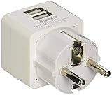OREI 3.4A 2 USB Schuko Travel Adapter Plug with for Grounded Type E/F Germany, France & More for iPhone/iPad, Galaxy & More