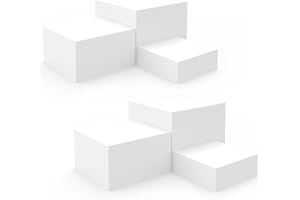 DILIBRA 6PCS Buffet Risers, Food Risers for Buffet Table with Hollow Bottoms, Small Size White Acrylic Cube Display Nesting Riser Stand for Display Cake Figures Collectibles Jewelry 6"x7"x8"
