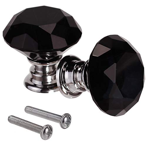 image for AKRover 10 Pcs Crystal Glass Cabinet Knobs 30mm Diamond Shape Drawer K
