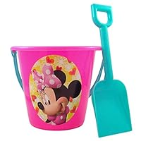 Disney Minnie Mouse Pink Sand Bucket Pail with Teal Shovel, 4 3/4 Inch