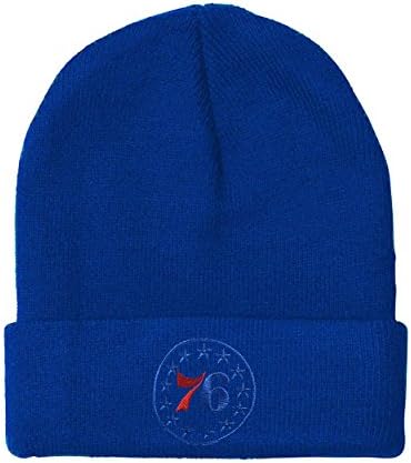 AmandaPop Philadelphia Embroidery Skull 76ers Secondary Beanie Knit Cap Hat Royal Blue