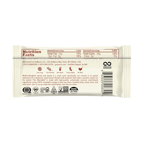 GOMACRO MACROBAR, DOUBLE CHOCOLATE PEANUT BUTTER CHIPS, 2.3 OUNCE