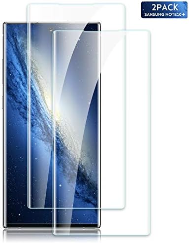 Youer Galaxy Note 10+/Plus/5G Screen Protector, For Samsung Galaxy Note 10+ Premium Tempered Glass, Bubble Free, Force Resistant Up to 11 Pounds Note 10+/Plus Screen Protector Film [2Pack] - Black