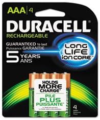 * Rechargeable NiMH Batteries with Duralock Power Preserve Technology, AAA, 4/Pk *