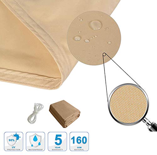 LOVE STORY Sonnensegel Wasserdicht 3x4m Rechteckig PES Polyester Sonnenschutz Windschutz Balkon Terrasse 95% UV-Schut,für Balkon Garten,Sandbeige – Bild 3