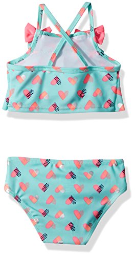 Baby Buns Baby Girls Two Piece Heartbreaker Swimsuit Set With Hooded Cover up, Multi, 18M