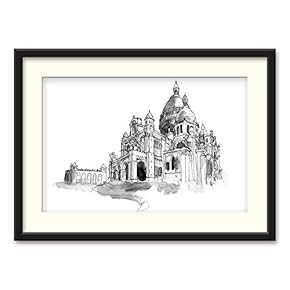 Black Framed Canvas Wall Art Architectural Drawing Home Artwork Decoration for Living Room, Bedroom - 23x31 inches