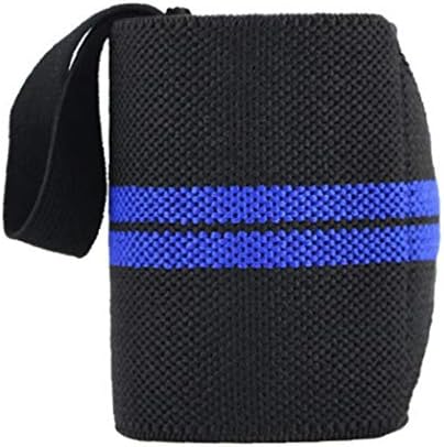 Ruijanjy Wrist Wraps Nylon Wrap Bracket Double Stripe Stretch Protection With Thumb Loops Wrist Support Braces for Men & Women Weight Lifting Xfit Powerlifting Strength Training - Black and Blue