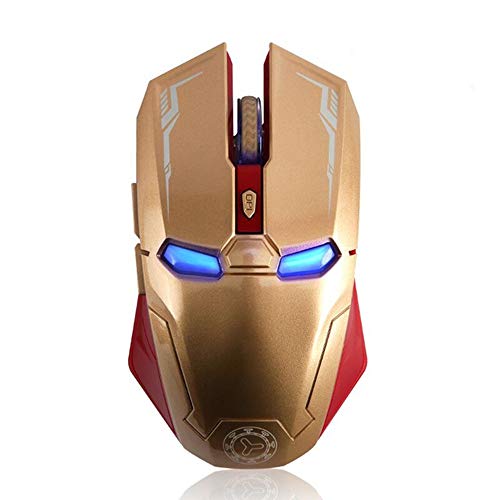 2.4 GHz Wireless Mouse, Six-Button Silent Iron Man Mouse with 1200/1600/2400 Adjustable Mouse for Desktop/Laptop/PC (Gold)