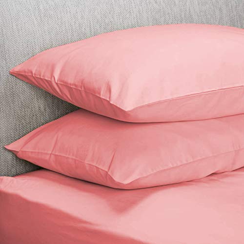 mFabrics New Polycotton Plain Dyed Housewife 4 Pack Pillow Covers - Easy Care Bedroom Pillowcases - Standard Size 50 x 75 cm Pillowcases (Baby Pink)