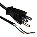 NEMA 5-15P to Standard ROJ Power Cord Black 18/3 18AWG 3 Conductor SVT 10 Amp / 125 Volt 6 Foot