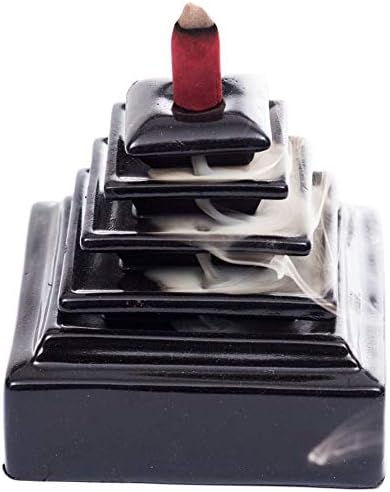Beckon Venture Black Pyramid Smoke Backflow Incense Burner with 10 Backflow Incense Sticks