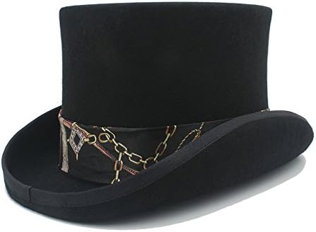 4 Color Steampunk Top Hat With Black Pattern Cloth Mad Hatter Hat For Women ( Color : 1 , Size : 61cm )
