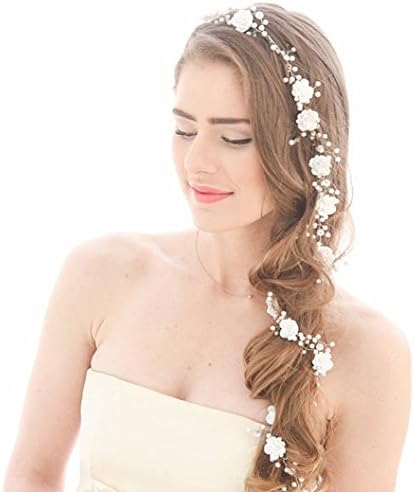 Venusvi Wedding Floral Hair Vine Headband for Bridal Wedding Hair Piece Hair Accessories for Brides and Bridesmaids