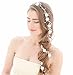 Venusvi Wedding Hair Vine Long Shiny Headpiece for Bridal Crystal and Flower Hair Accessories for Brides