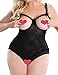 Anlove Women Sexy Lingerie Lace Teddy Plus Size Open The Cup Bodysuit (5XL, Black)
