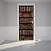 Door Wall Sticker Wooden Bookshelf with Antique Books - Peel & Stick Repositionable Fabric Mural