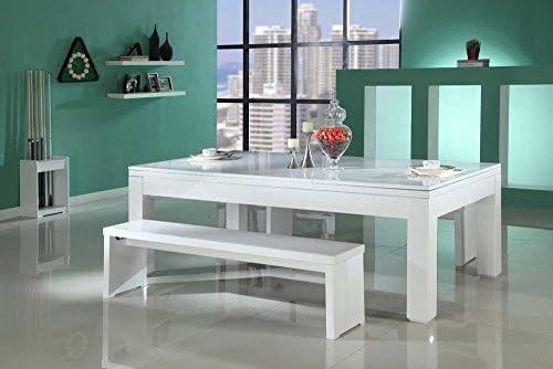 7ft Gloss White Pool Dining Table - Slate Bed INSTALLATION