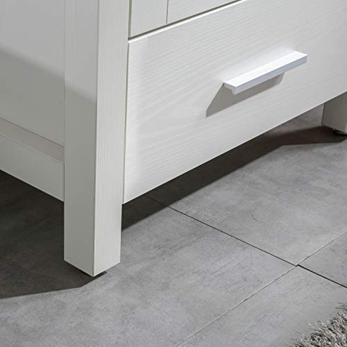 48" Double Sink Bathroom Vanity Cabinet White Marble Pattern Top w/Mirror Faucer & Drain (Ceramic Sink) - Thumbnail 7