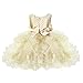 TiaoBug Baby Girls Flower Wedding Pageant Princess Bowknot Communion Party Dress Beige 12-18 Months
