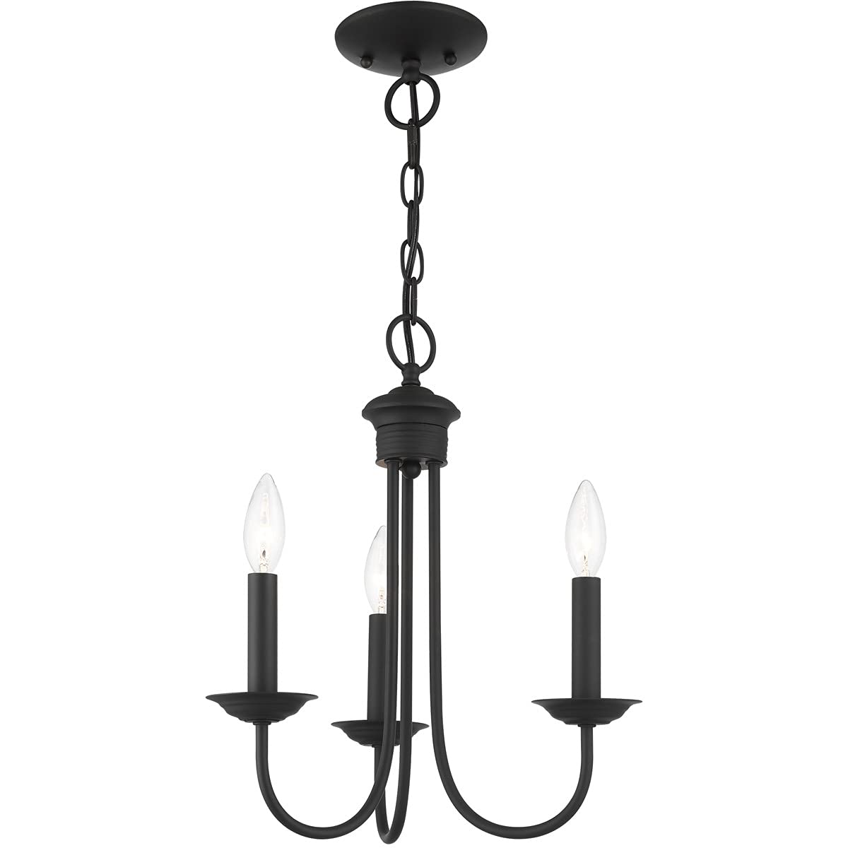 Livex Lighting 42683-04 Steel 3 Light Chandelier for Home Decor, 1 Black Ceiling Light Fixture, Perfect for Living Room or Bedroom Decor
