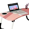 Laptop-Bed-TableNotebook-Table-Dorm-DeskPortable-Lap-DeskNotebook-Table-Dorm-Desk-with-Foldable-Legs-Cup-Slotfor-Eating-BreakfastReadingWatching-Movie-on-BedSofa60-x-40cm-Pink Laptop Bed Table,Notebook Table Dorm Desk,Portable Lap Desk,Notebook Table Dorm Desk with Foldable Legs & Cup Slot,for…