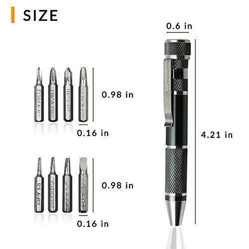 4 Pieces Pen Screwdriver Handy Tool 8 in 1 Magnetic Pocket Screwdriver Multi-Function Mini Gadgets Repair Tools (Black and Red）