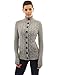 PattyBoutik Women's Mock Neck Cable Knit Cardigan (Light Gray M)