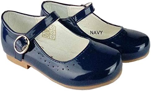 Girls Spanish Style Shoes Mary Jane Patent Pink White Ivory Navy Red Camel UK4-2